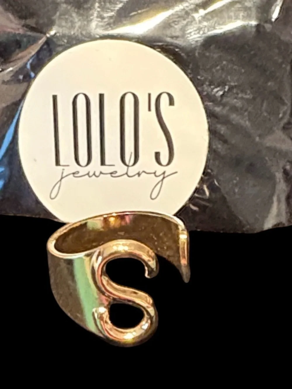 Lolo’s Gold 'S' Initial Wrap Adjustable Ring